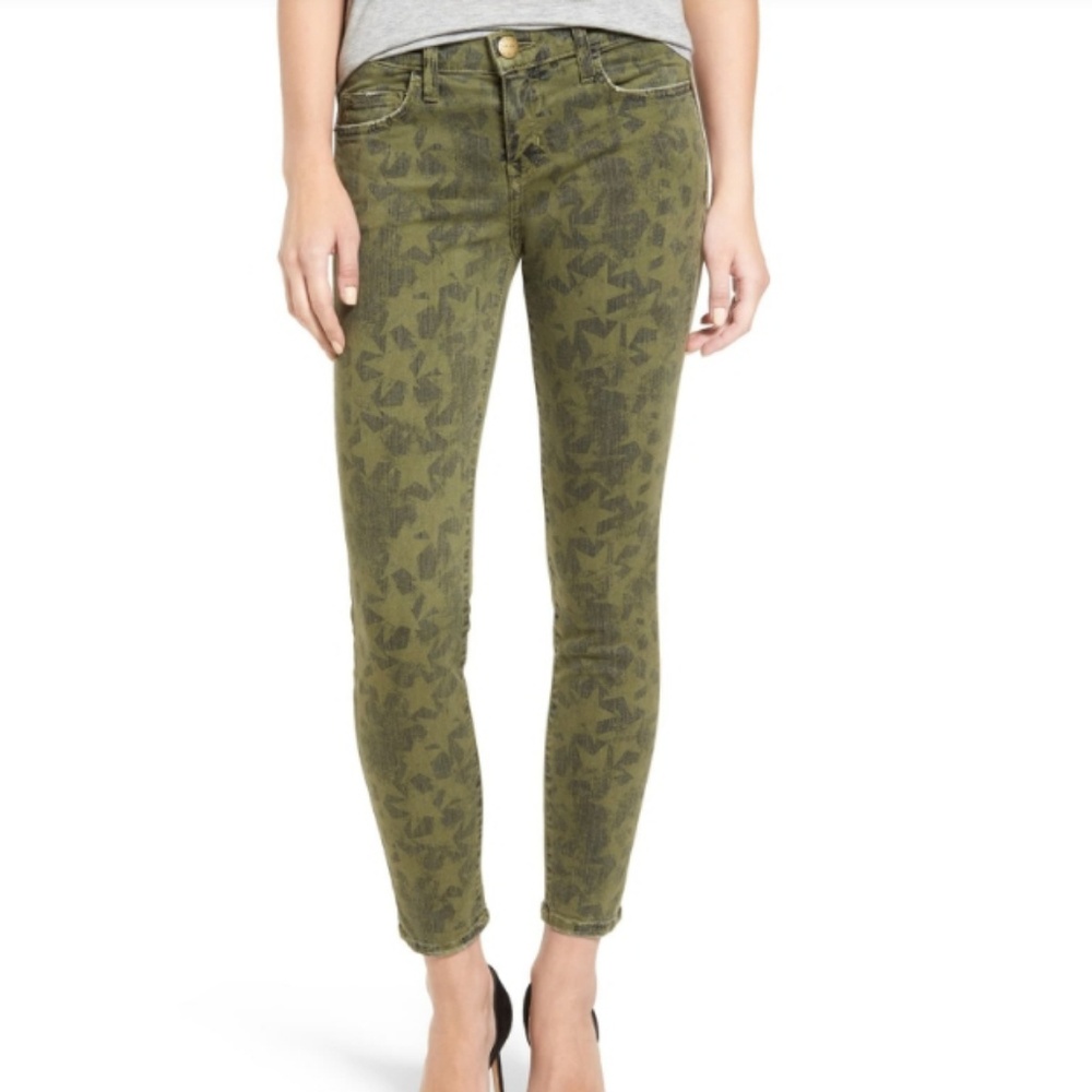 Current/Elliott The Stiletto Skinny Jeans 24 Army Green Camo Python Print Crop - Picture 5 of 8